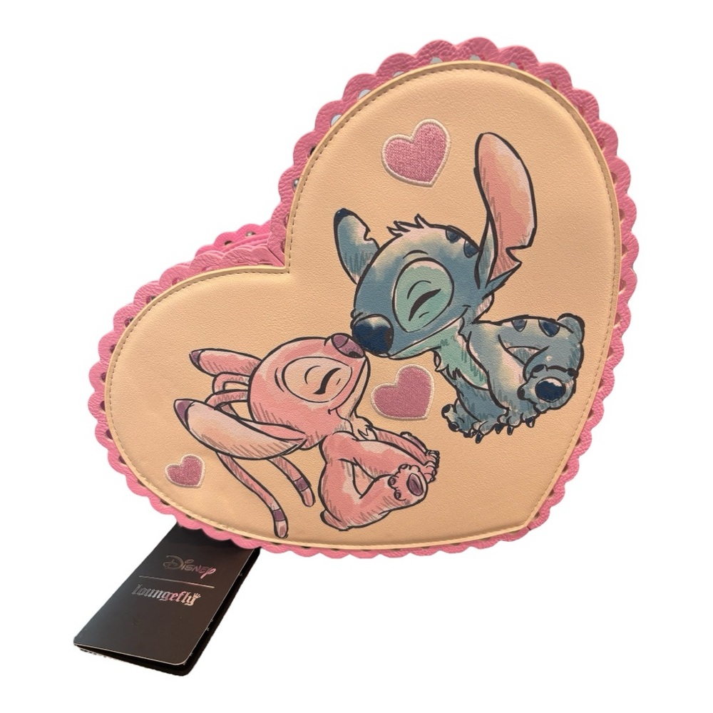Loungefly Lilo & Stitch Angel Kiss Chocolate Box Heart Crossbody Purse - Picture 4 of 5